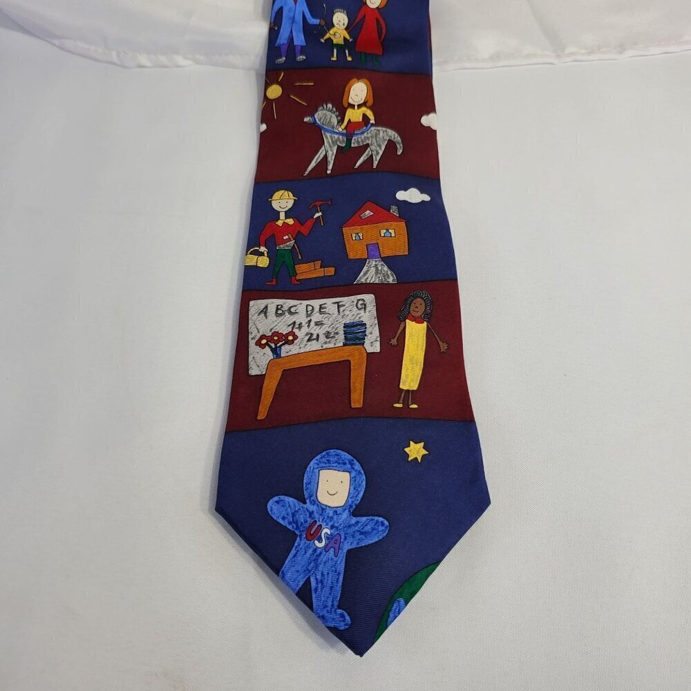 Save The Children Mens Tie "What I Want To Be When I Grow Up" Novelty Necktie
